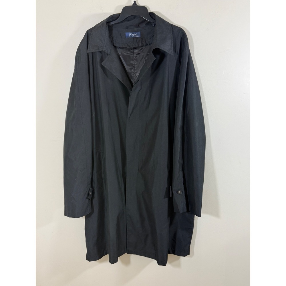 Ralph Lauren Men's Black Rain Trench Coat 48L Long Water Resistant Classic